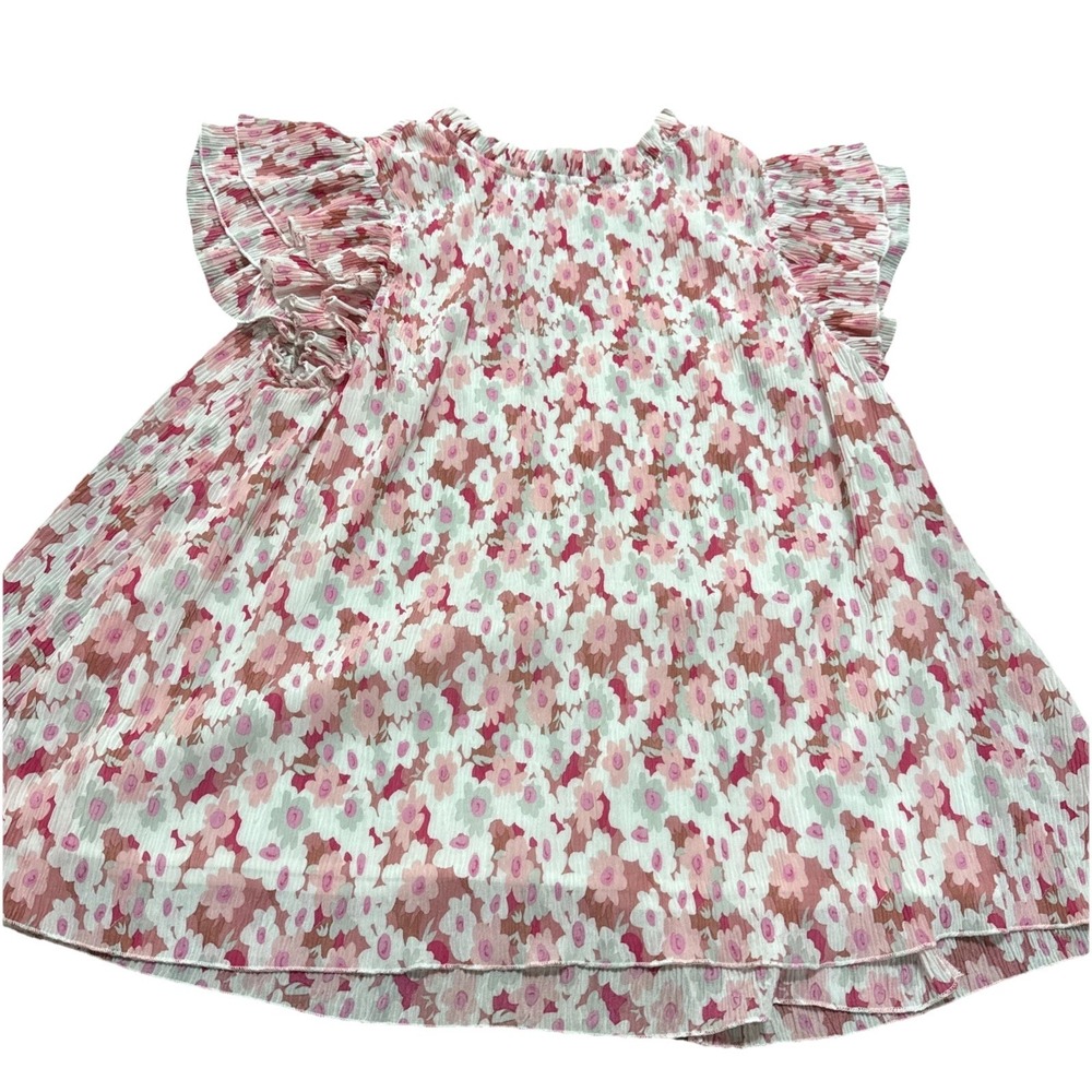 Women's Small Lined Easel Floral Printed Ruffle Style Top Tiered Boho